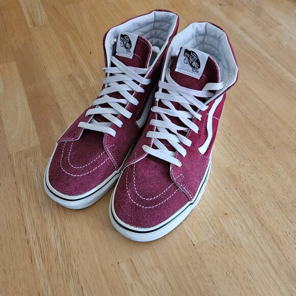 Vans Other - Vans Sk8 Off the Wall High Top Sneakers Maroon Suede Shoes Men 9.5 Women 11